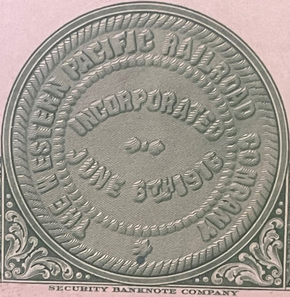 Antique 1945 Western Pacific Railroad $100 Income Bond 🚂 Green, Series A, Feather River Route