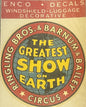 Enco Ringling Bros Barnum & Bailey Circus Waterslide Decal 🎪 Greatest Show on Earth, NOS 1950s Windshield-Luggage Transfer