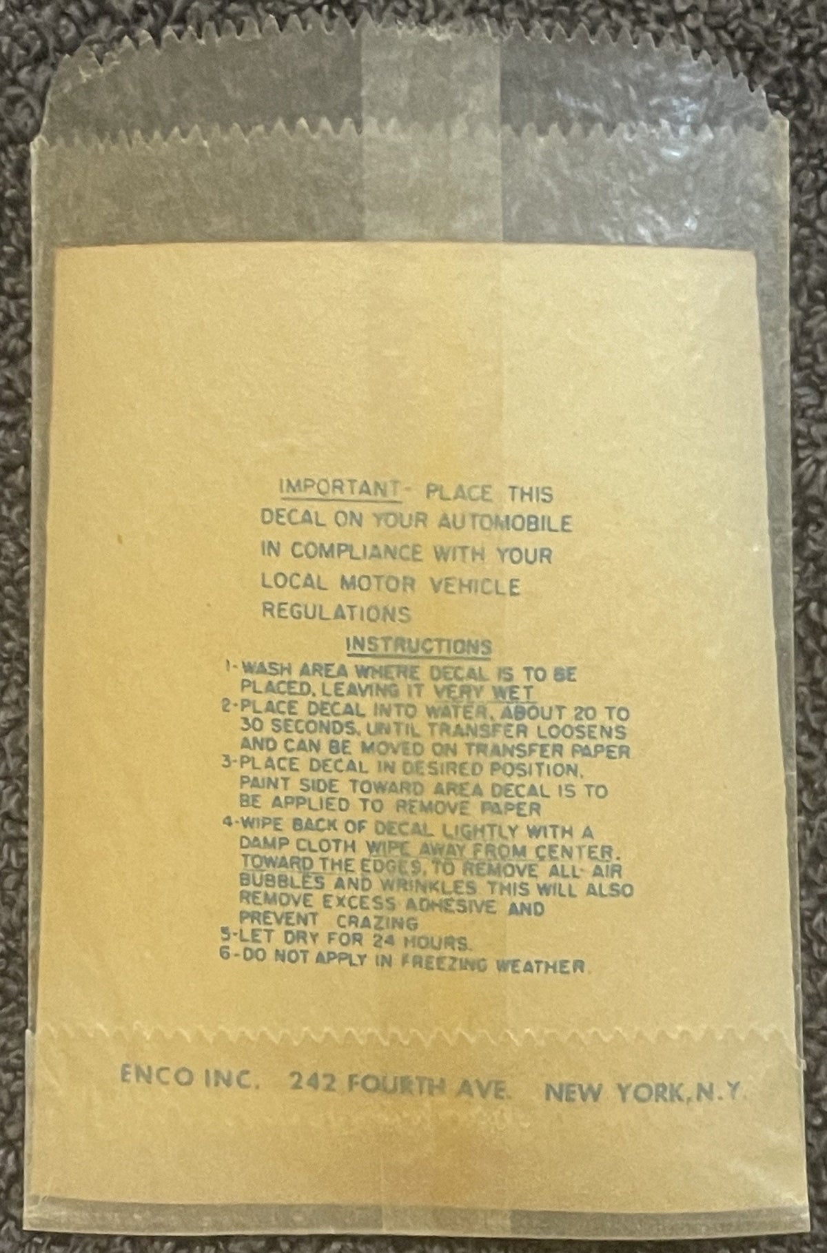 Enco Ringling Bros Barnum & Bailey Circus Waterslide Decal 🎪 Greatest Show on Earth, NOS 1950s Windshield-Luggage Transfer