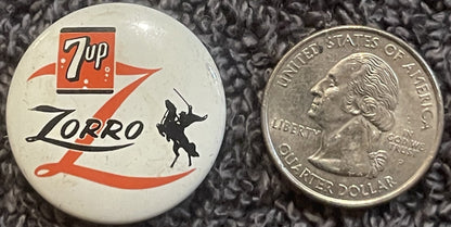Vintage 1957 7up Zorro Pinback Button 🤠 Walt Disney TV Advertising Pin