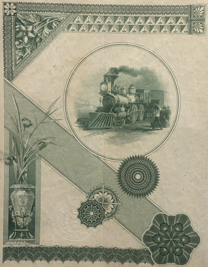 Antique 1885 West Shore Railroad $1,000 Gold Bond 🛤️ Certificate with Coupons, Vanderbilt Railway History