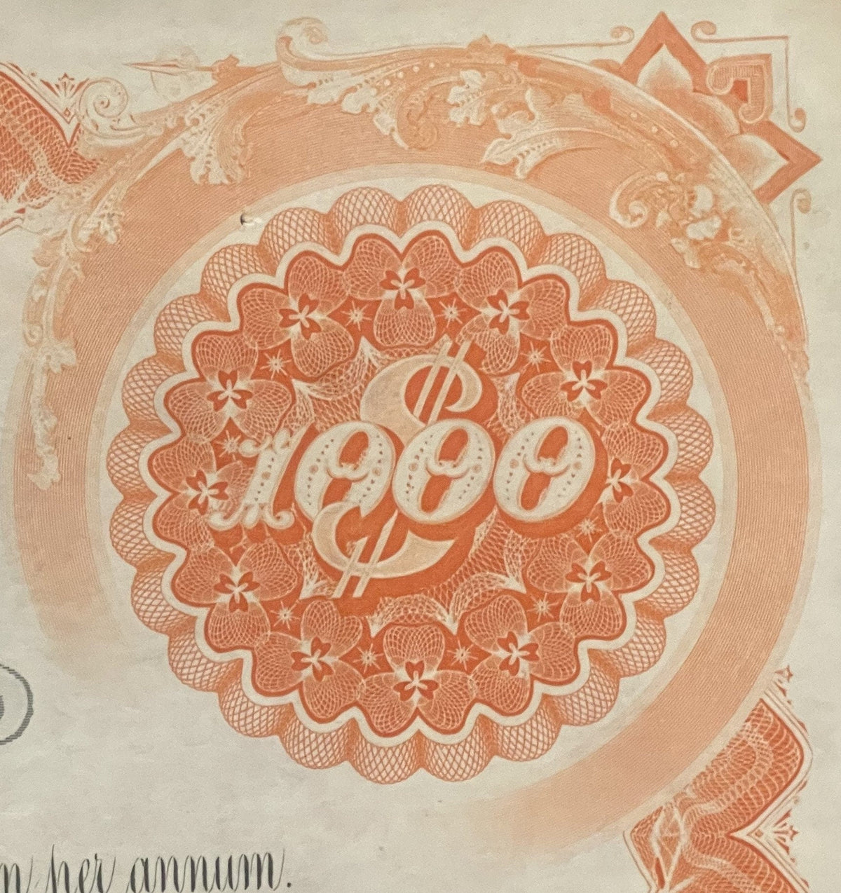 Antique West Shore Railroad Bond Certificate 🚂 $1000 Due A.D. 2361, 1930s-1960s Orange