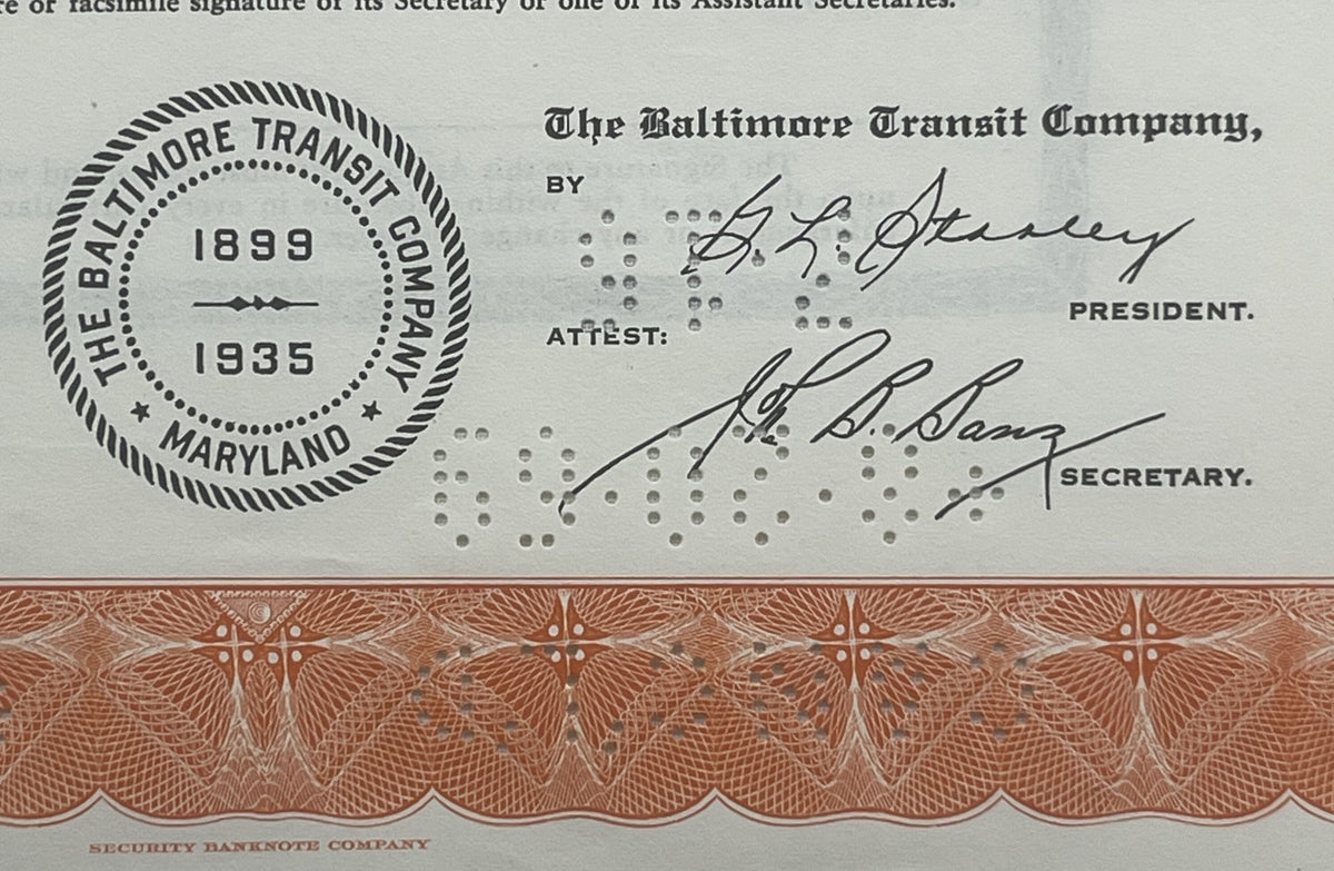 Vintage 1966 Baltimore Transit Company $1,000 Bond 🚋 Streetcar & Bus History, 6 2/3% Income Debenture