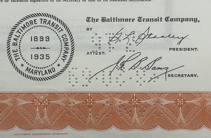 Vintage 1966 Baltimore Transit Company $1,000 Bond 🚋 Streetcar & Bus History, 6 2/3% Income Debenture