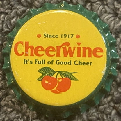 Vintage Cheerwine Bottle Cap – 1970s NOS – West Jefferson NC Bottler – Twist‑Off 🍒