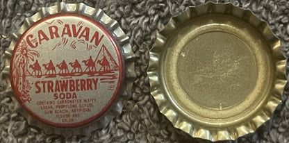 Vintage NOS Caravan Strawberry Soda Bottle Cap 🍓 Piedmont Cheerwine • NC • 1970s