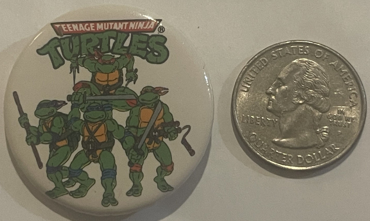 Vintage 1990 Teenage Mutant Ninja Turtles Battle Pose Cartoon Pin 🐢 — TMNT Classic Comic Art Pinback Button
