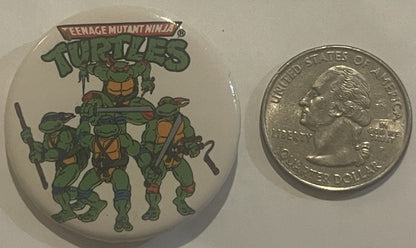 Vintage 1990 Teenage Mutant Ninja Turtles Battle Pose Cartoon Pin 🐢 — TMNT Classic Comic Art Pinback Button