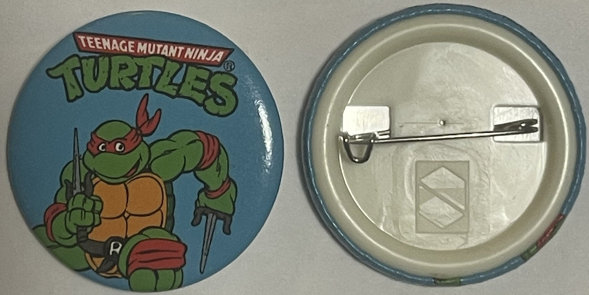 Vintage 1990 Teenage Mutant Ninja Turtles Cartoon Pin 🐢 — Raphael Pinback Button, TMNT Collectible