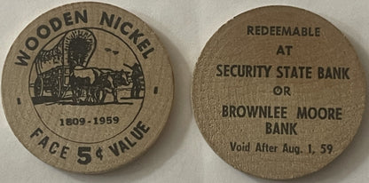 Vintage 1959 Lincoln Sesquicentennial Wooden Nickel - Albert Lea Minnesota Security State Bank Covered Wagon Token 5 ✨