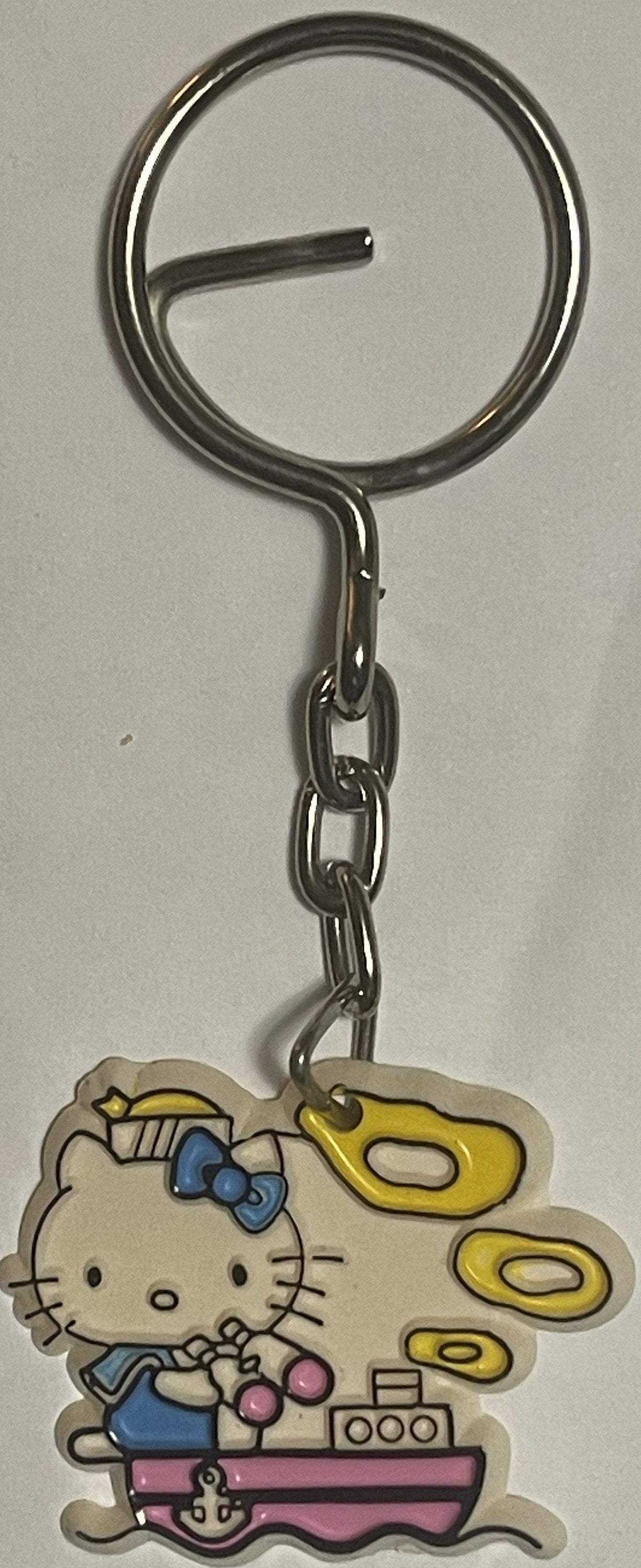 Vintage 1976–1980s Hello Kitty Sailor Boat Keychain 🎀 Taiwan ROC NOS