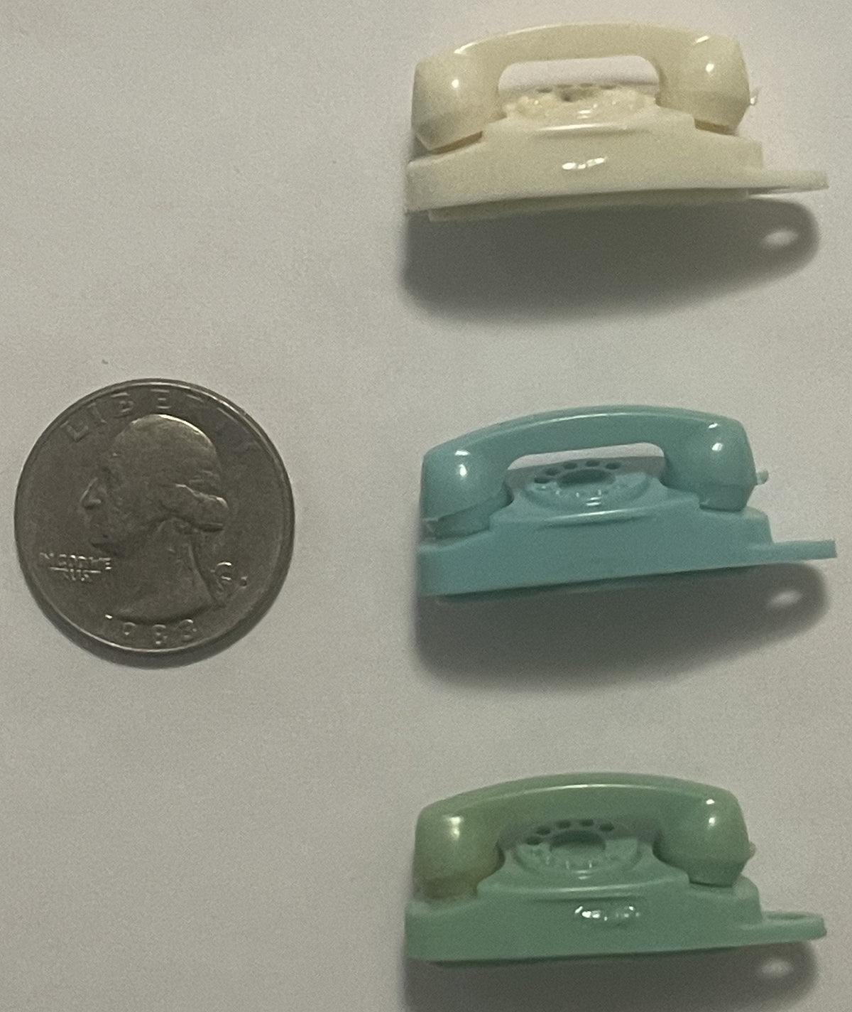 Vintage Teal Princess Phone Keychain Charm ☎️ Bell System Rotary Bedroom Telephone Mid-Century Novelty Ornament