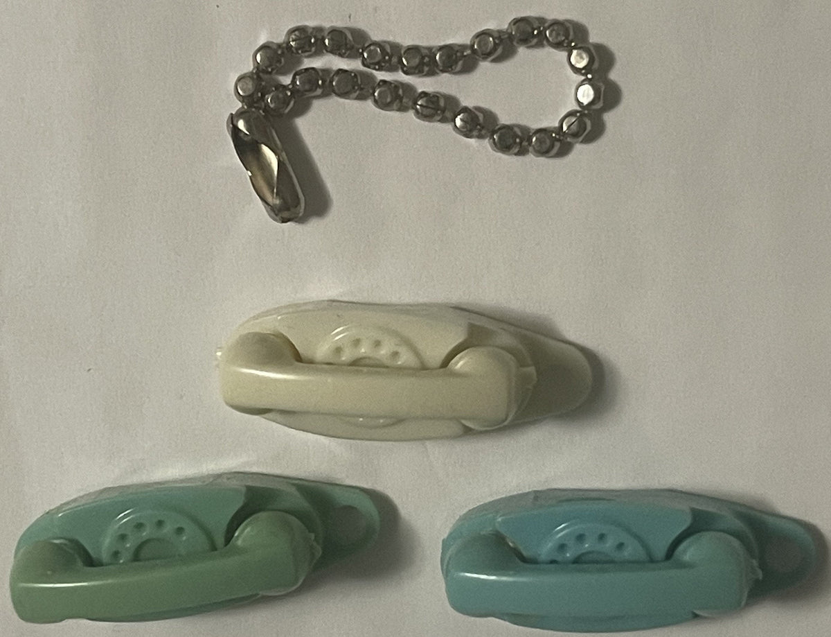 Vintage Teal Princess Phone Keychain Charm ☎️ Bell System Rotary Bedroom Telephone Mid-Century Novelty Ornament