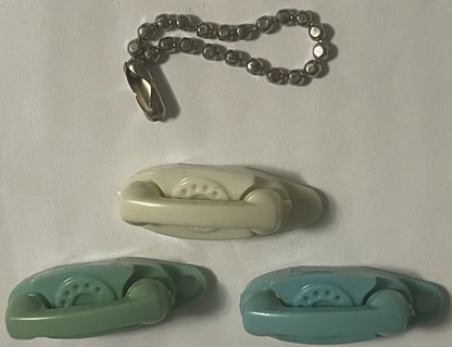 Vintage Teal Princess Phone Keychain Charm ☎️ Bell System Rotary Bedroom Telephone Mid-Century Novelty Ornament