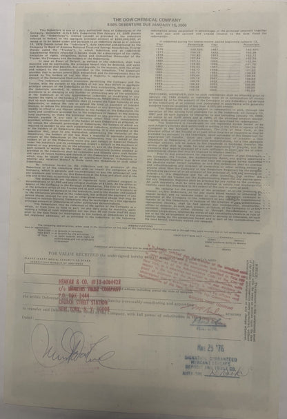 Vintage 1970s Dow Chemicals Stock Certificate - Green - American Icon! 📜