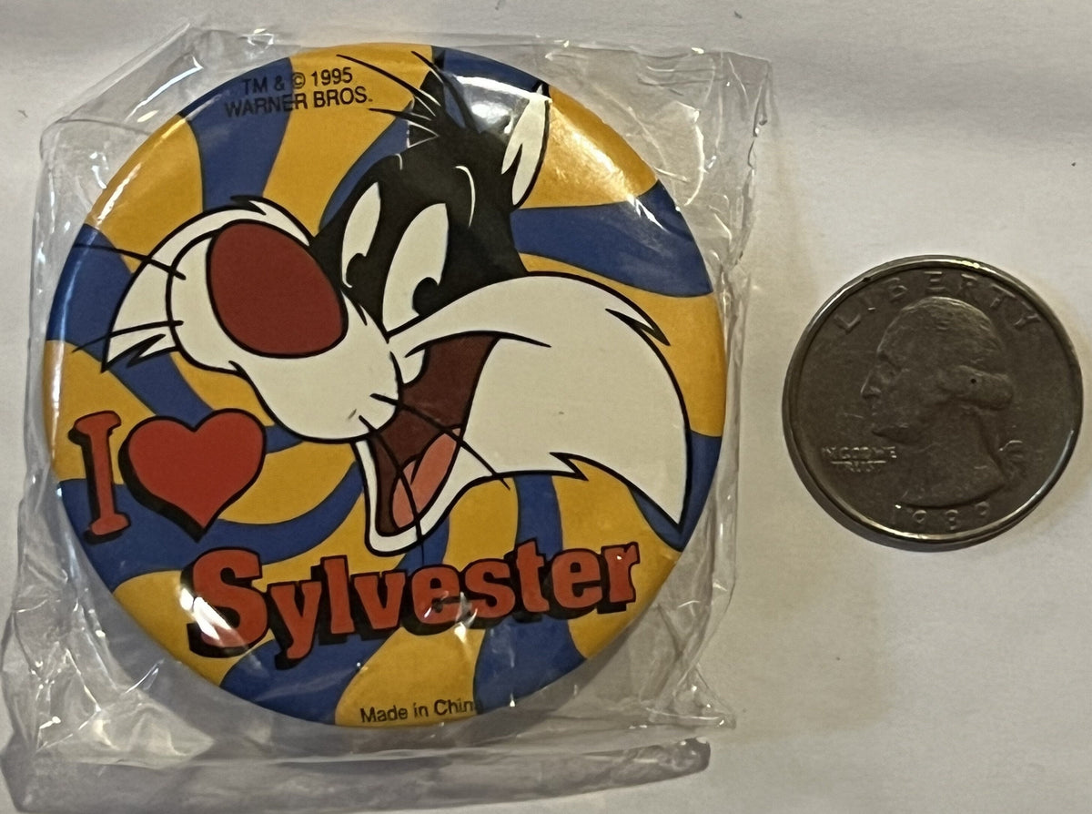 Vintage 1995 Looney Tunes Pin 📌 I love Sylvester, Unopened in Package!
