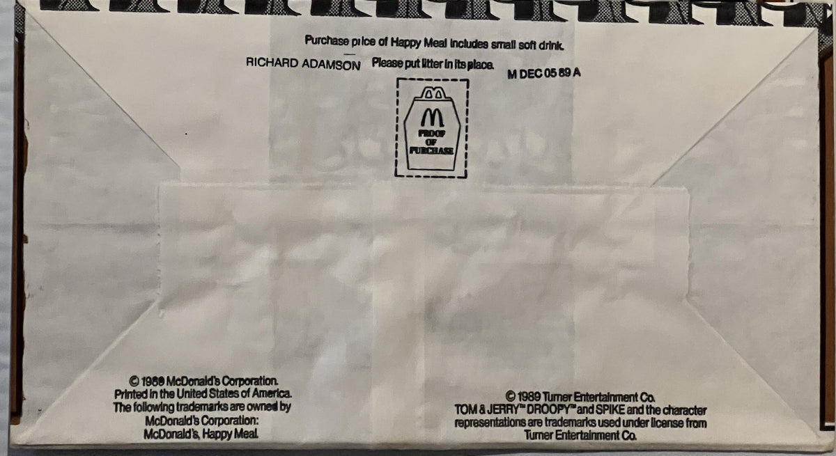 Vintage 1989 Tom & Jerry McDonald’s Happy Meal Bag 🎵💖 Droopy & Spike