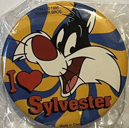 Vintage 1995 Looney Tunes Pin 📌 I love Sylvester, Unopened in Package!