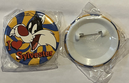 Vintage 1995 Looney Tunes Pin 📌 I love Sylvester, Unopened in Package!