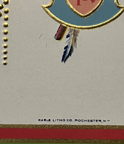 Antique OG-NA Brand Tomatoes Label 🪶 Fabius NY Native American Chief Gold Embossed Can Label