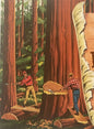 Vintage 1960s Van Camp's Bean Hole Beans Label 🌲 Lumberjack & Canoe North Woods Art NOS 9.5 x 4.5