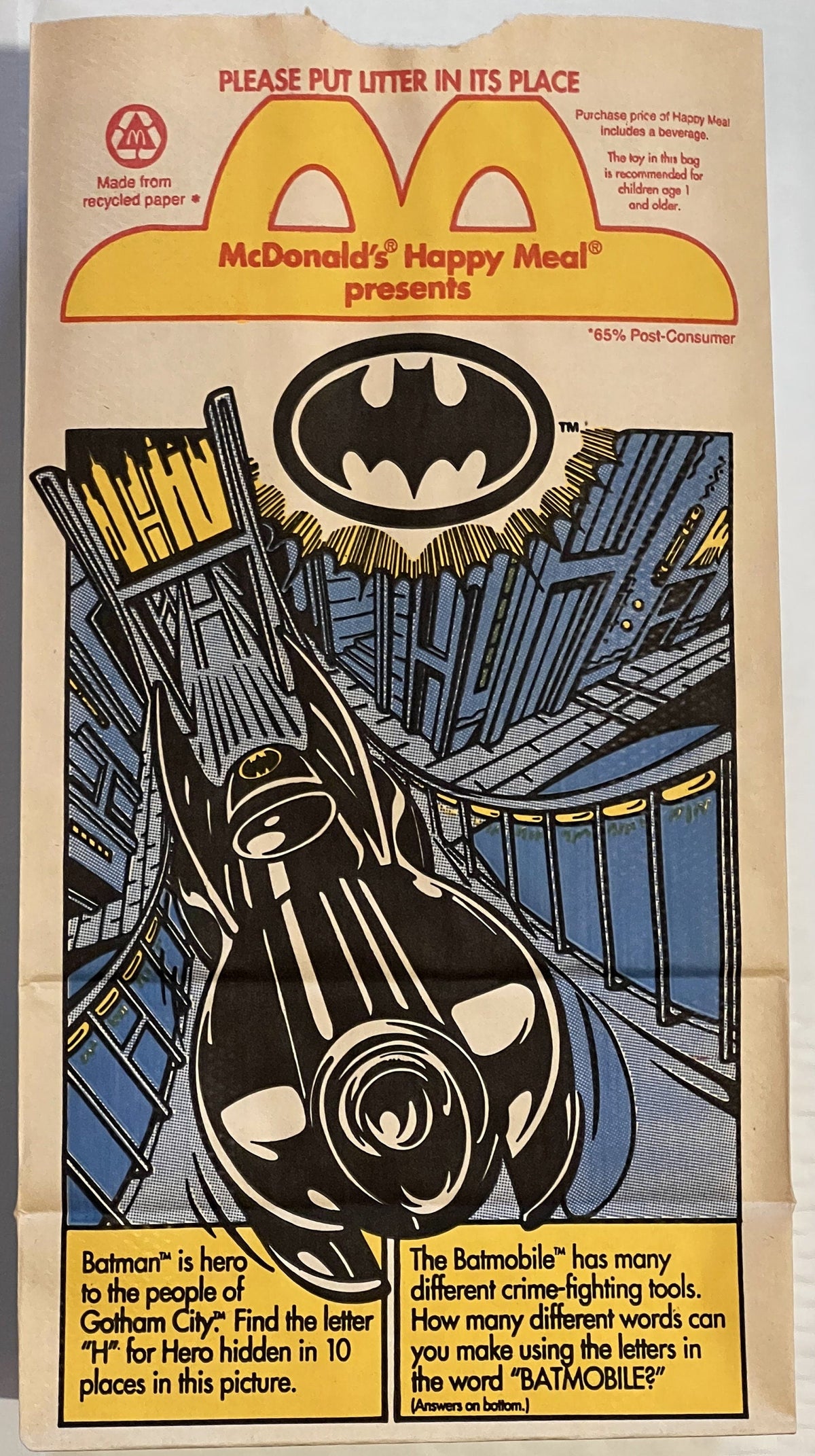 Vintage 1991 McDonald’s Happy Meal Batman Bag – NOS DC Comics Advertising 🦇