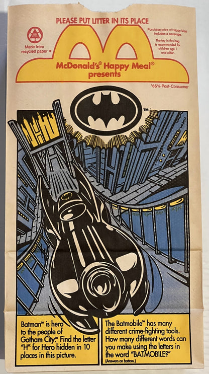 Vintage 1991 McDonald’s Happy Meal Batman Bag – NOS DC Comics Advertising 🦇