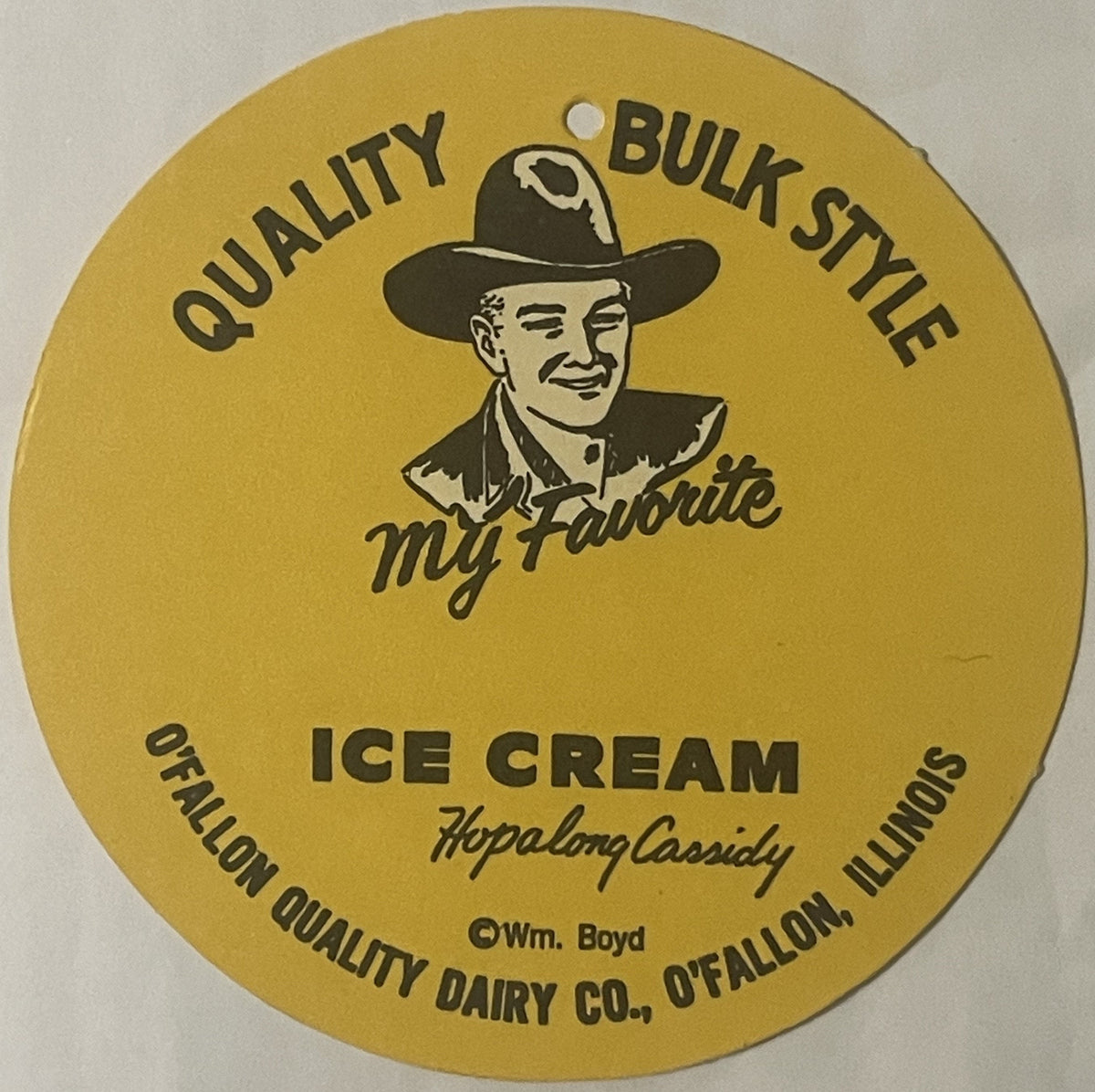 Vintage 1950s Hopalong Cassidy Ice Cream Sign 🍨 O’Fallon IL Dairy NOS