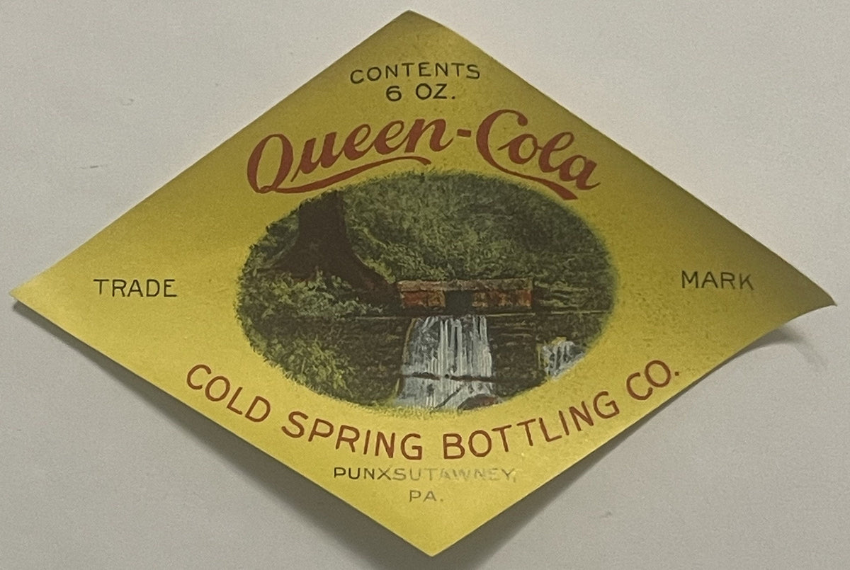 Vintage Queen Cola Label from 1930s Punxsutawney