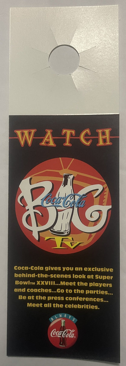 Vintage 1994 Coca‑Cola Super Bowl Door Hanger Advertising Promo – NOS