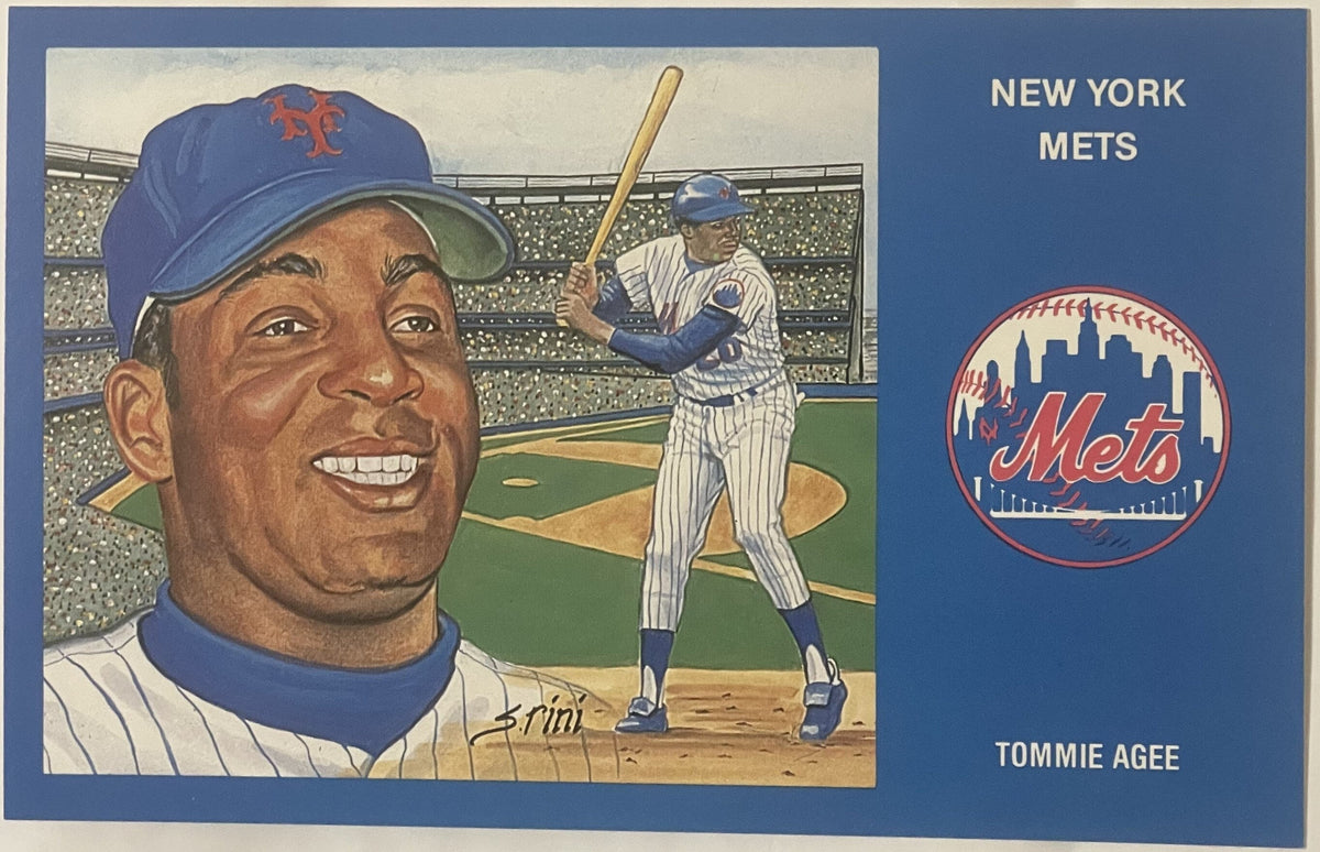 Vintage 1980s Tommie Agee NY Mets Postcard 1969 World Series
