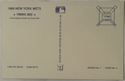 Vintage 1980s Tommie Agee NY Mets Postcard 1969 World Series