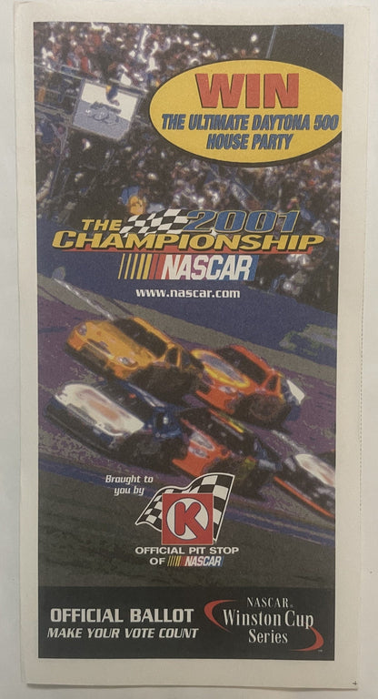 Vintage 2001 NASCAR Winston Cup Ballot 🍺 Year Tragic Loss Dale Earnhardt RIP!