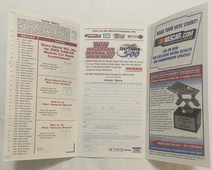 Vintage 2001 NASCAR Winston Cup Ballot 🍺 Year Tragic Loss Dale Earnhardt RIP!