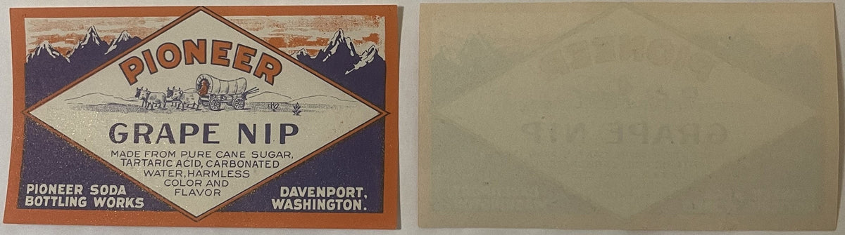 Antique 1920s Pioneer Grape Nip Label from Davenport WA