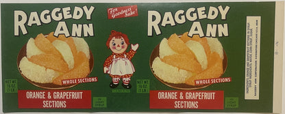 Vintage 1960s Raggedy Ann Can Label from Chicago Illinois