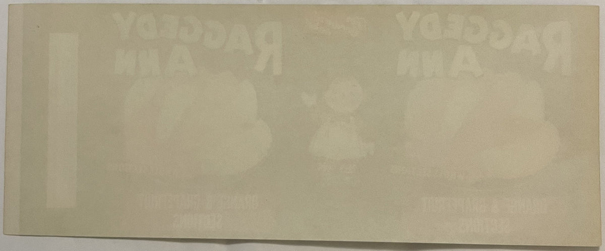 Vintage 1960s Raggedy Ann Can Label from Chicago Illinois