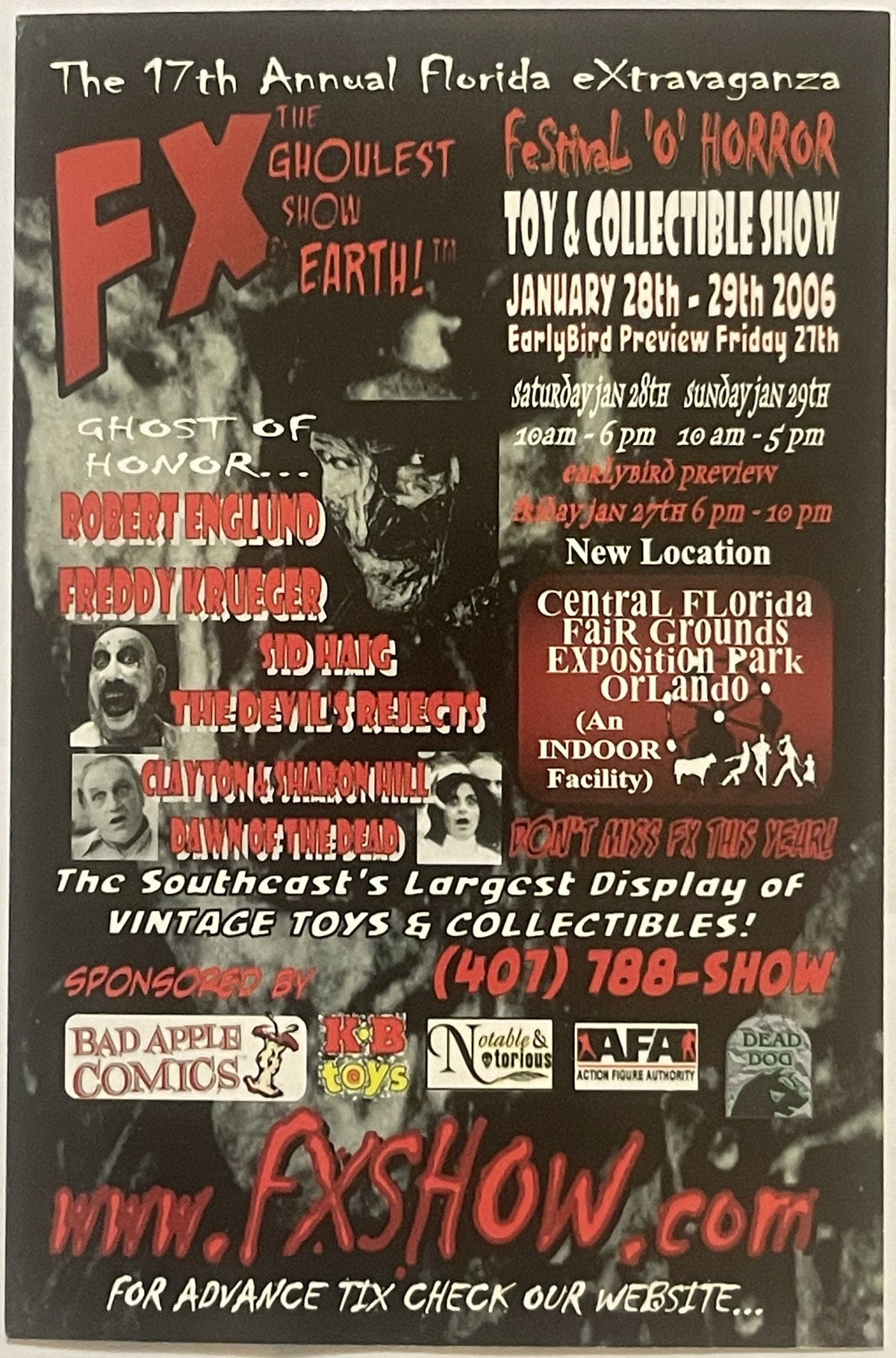 Retro 2006 Festival of Horror 🃏 Comic Con, Anime, Huge Extravaganza Show Card!