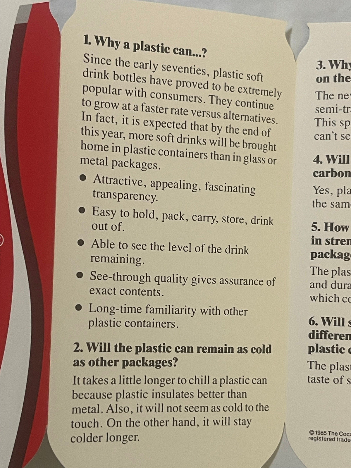 Vintage 1985 Coca Cola Recyclable Plastic Can Pamphlet Die Cut Brochure Failed Product Soda History 🥤