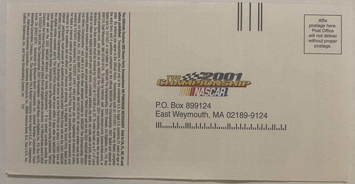 Vintage 2001 NASCAR Winston Cup Ballot 🍺 Year Tragic Loss Dale Earnhardt RIP!