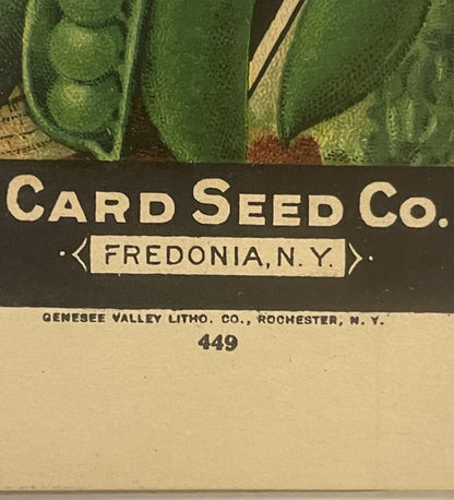 Antique Card Seed Co. Telephone Peas Seed Box 🌱 Fredonia NY, NOS Unassembled, Genesee Valley Litho, 15c