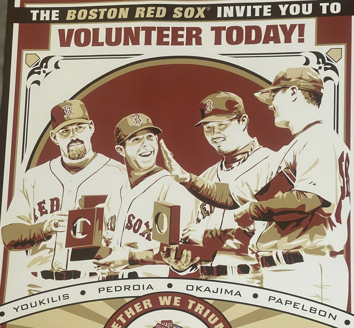 Vintage MLB, Boston Red Sox ⚾ Dunkin' Poster, Together We Triumph, Pedroia, Youkilis!