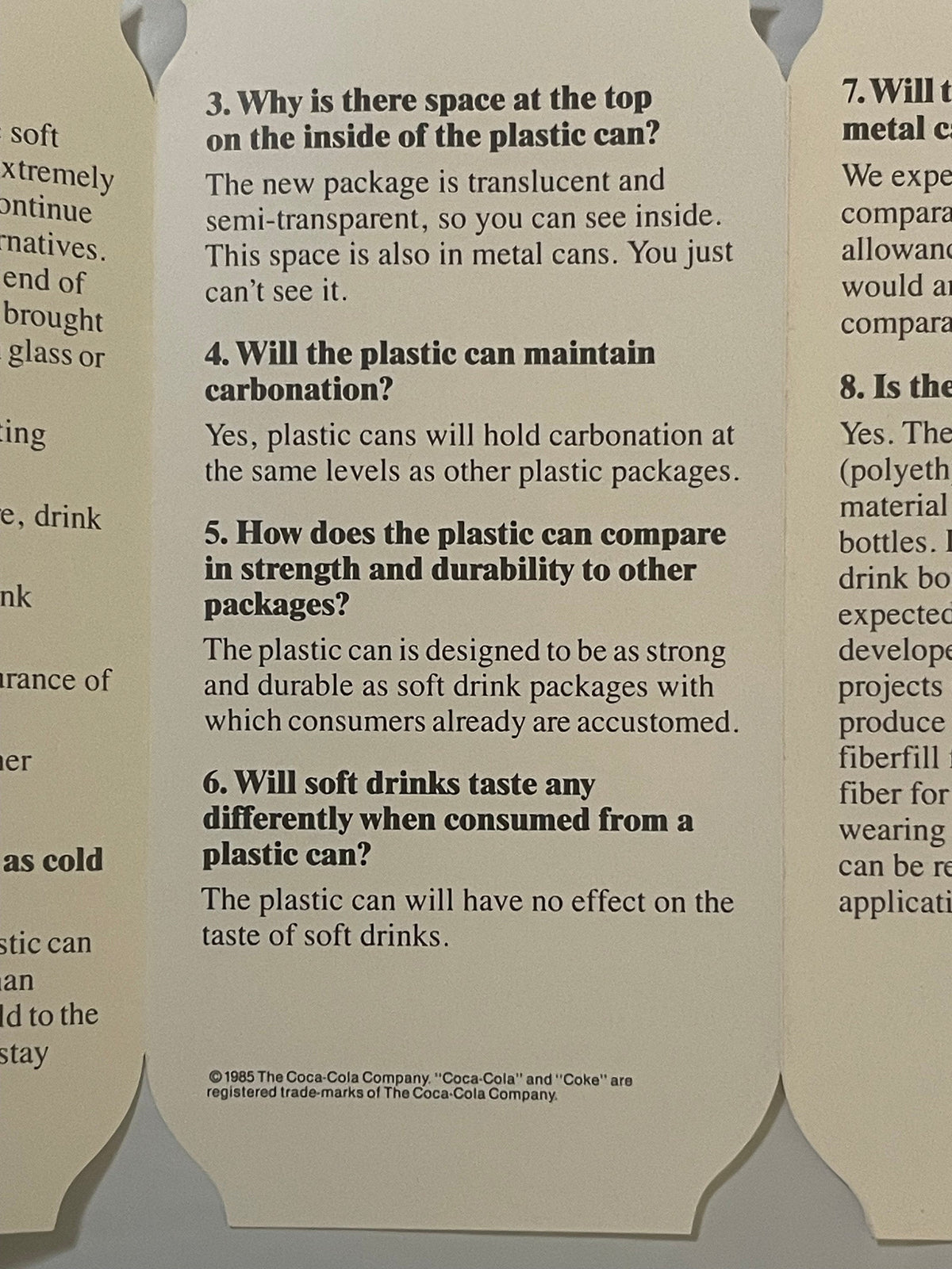 Vintage 1985 Coca Cola Recyclable Plastic Can Pamphlet Die Cut Brochure Failed Product Soda History 🥤