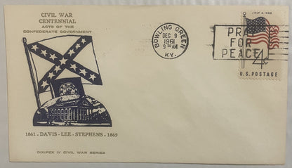 Vintage 1961 Civil War Centennial Series Dixie Embossed Stamped Envelope ✉️