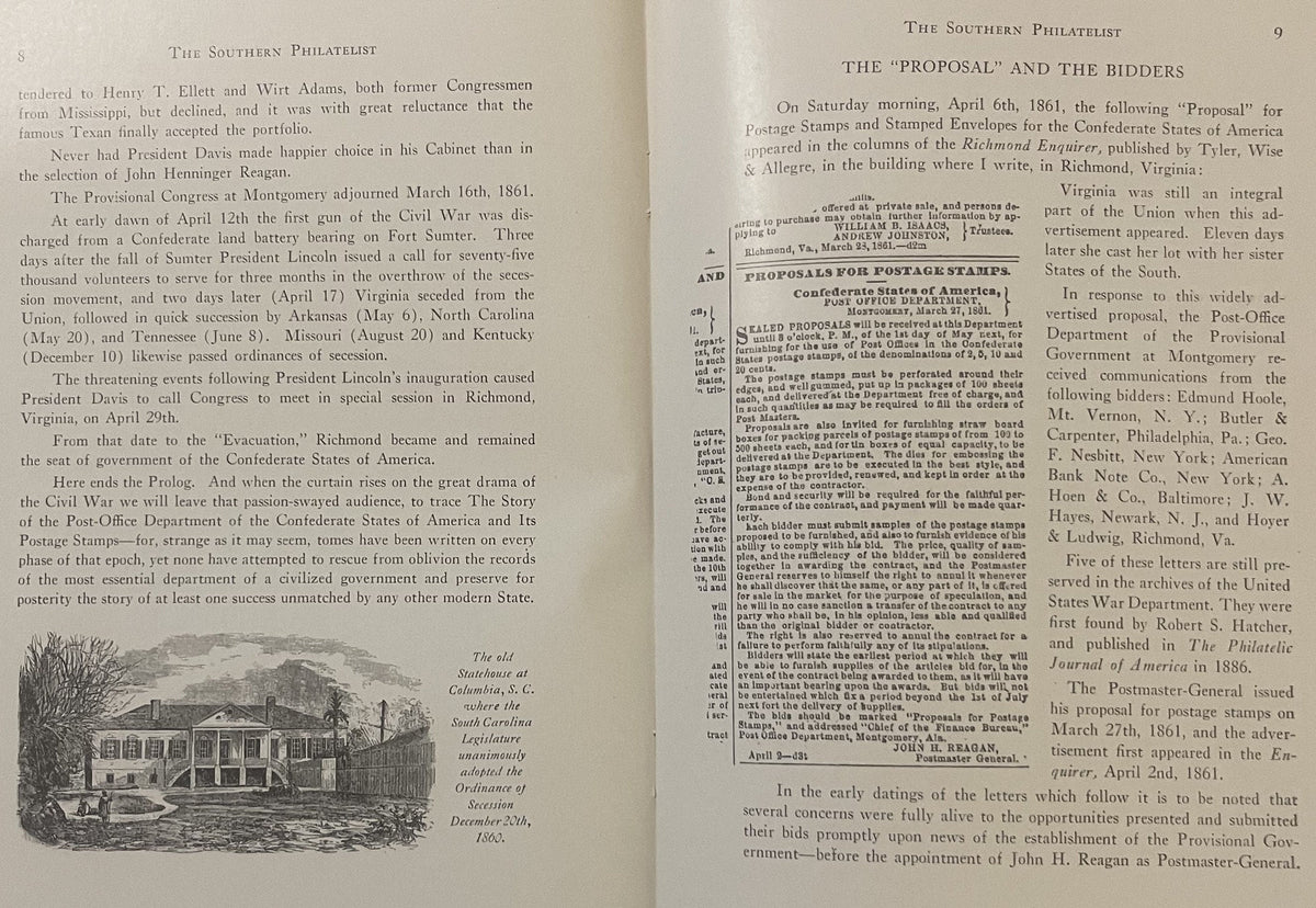 Antique 1924 The Southern Philatelist Vol I No 1 Confederate Stamps Postal History 📬