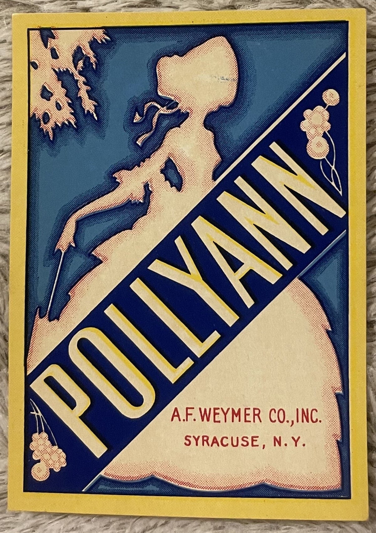 Vintage Pollyann Broom Label A.F. Weymer Co Inc Syracuse NY Art Deco Silhouette Lithograph NOS 1910s–1930s 🧹