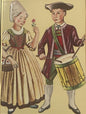Antique Gold Embossed Label 1910s-1920s Pennsylvania Dutch Colonial Couple Drummer Flower Basket Folk Art Chromolithograph NOS Ephemera 🥃