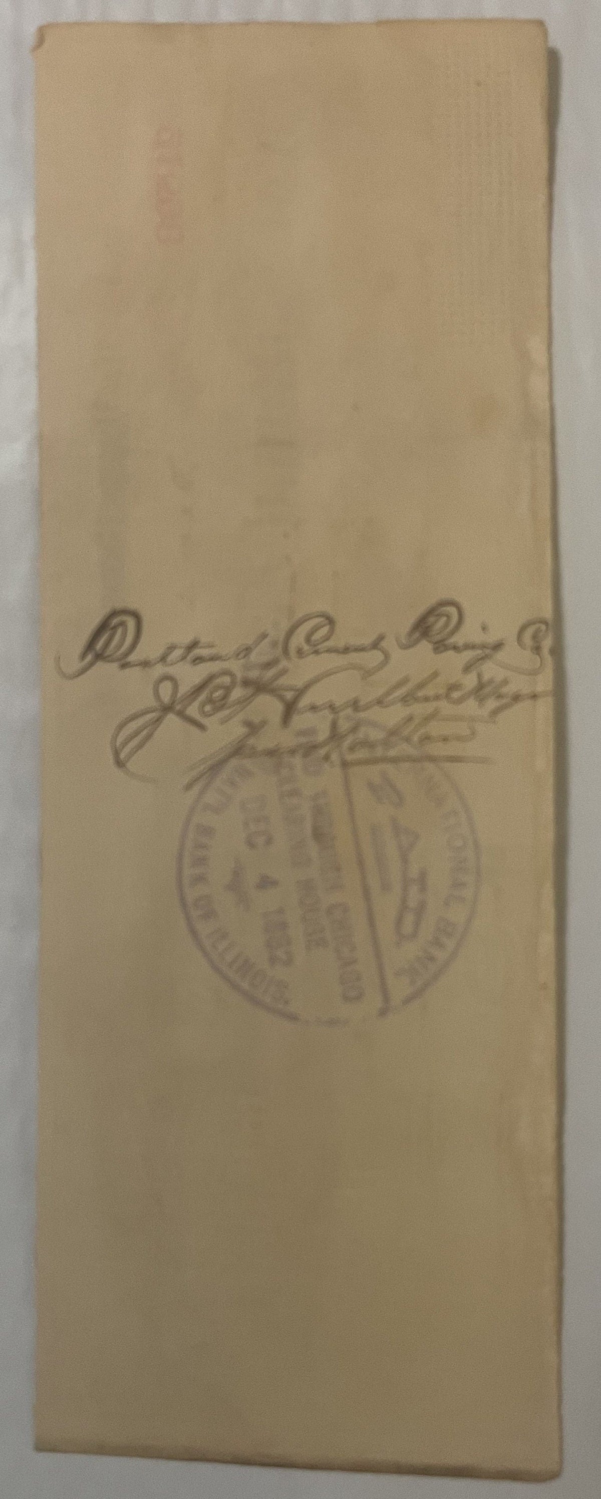 Antique 1880s Downer and Bemis Brewing Co. Chicago Check