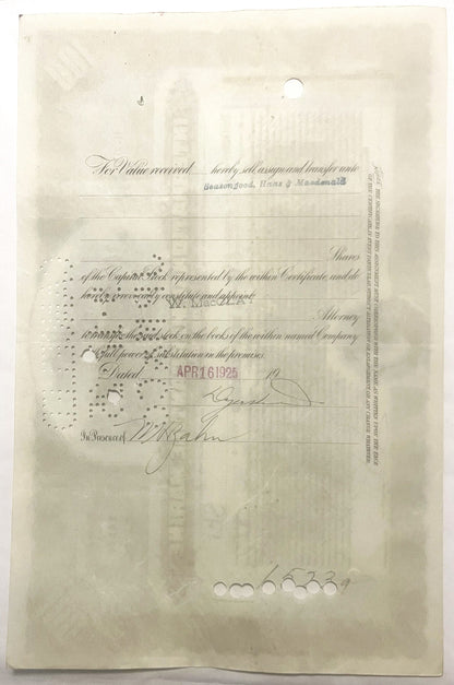 Antique 1910s-1920s Titanic International Mercantile Marine Stock Certificate 🚢 Green, White Star Line