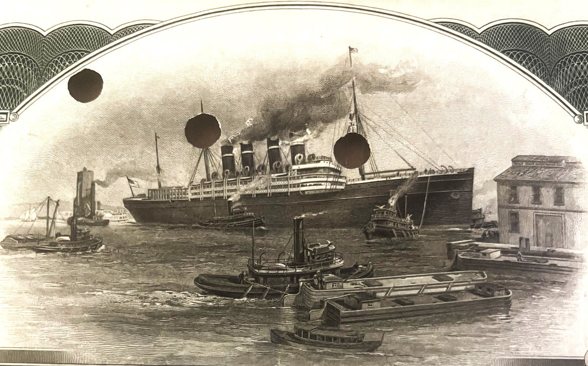 Antique 1910s-1920s Titanic International Mercantile Marine Stock Certificate 🚢 Green, White Star Line